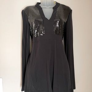 NWT Macys INC Black Elegant Sequin V-Neck Top M